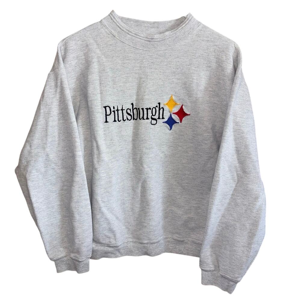 Vintage Team Edition Pittsburgh Steelers embroidered gray crewneck sweatshirt(M)